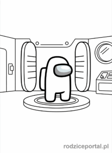 Kolorowanka Among Us - Biały załogant skanujący się w Medbay.