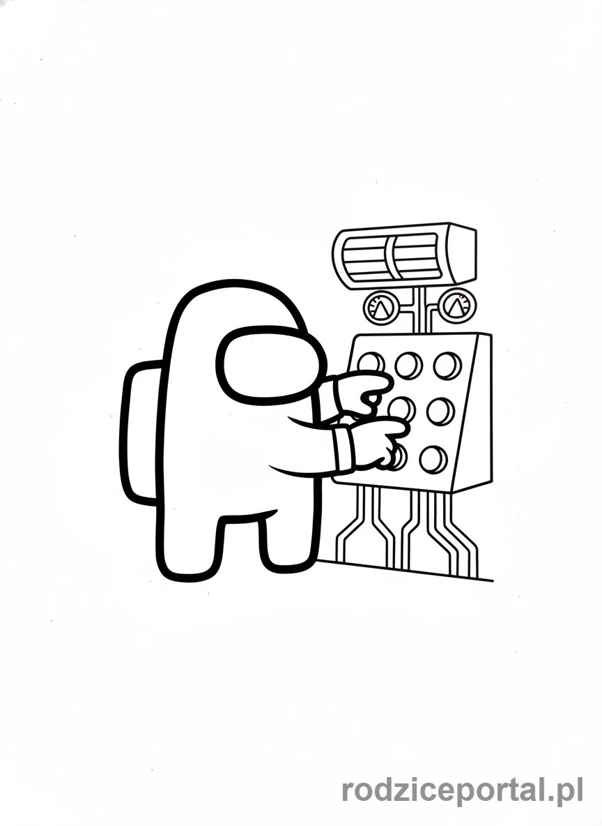 Kolorowanka Among Us - Brązowy załogant naprawiający system tlenowy.