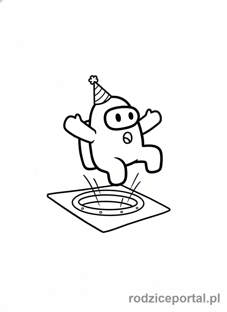 Kolorowanka Among Us - Fioletowy załogant wyskakujący z wentylacji.