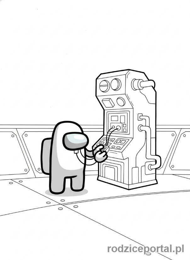 Kolorowanka Among Us - Szary załogant w reaktorze.