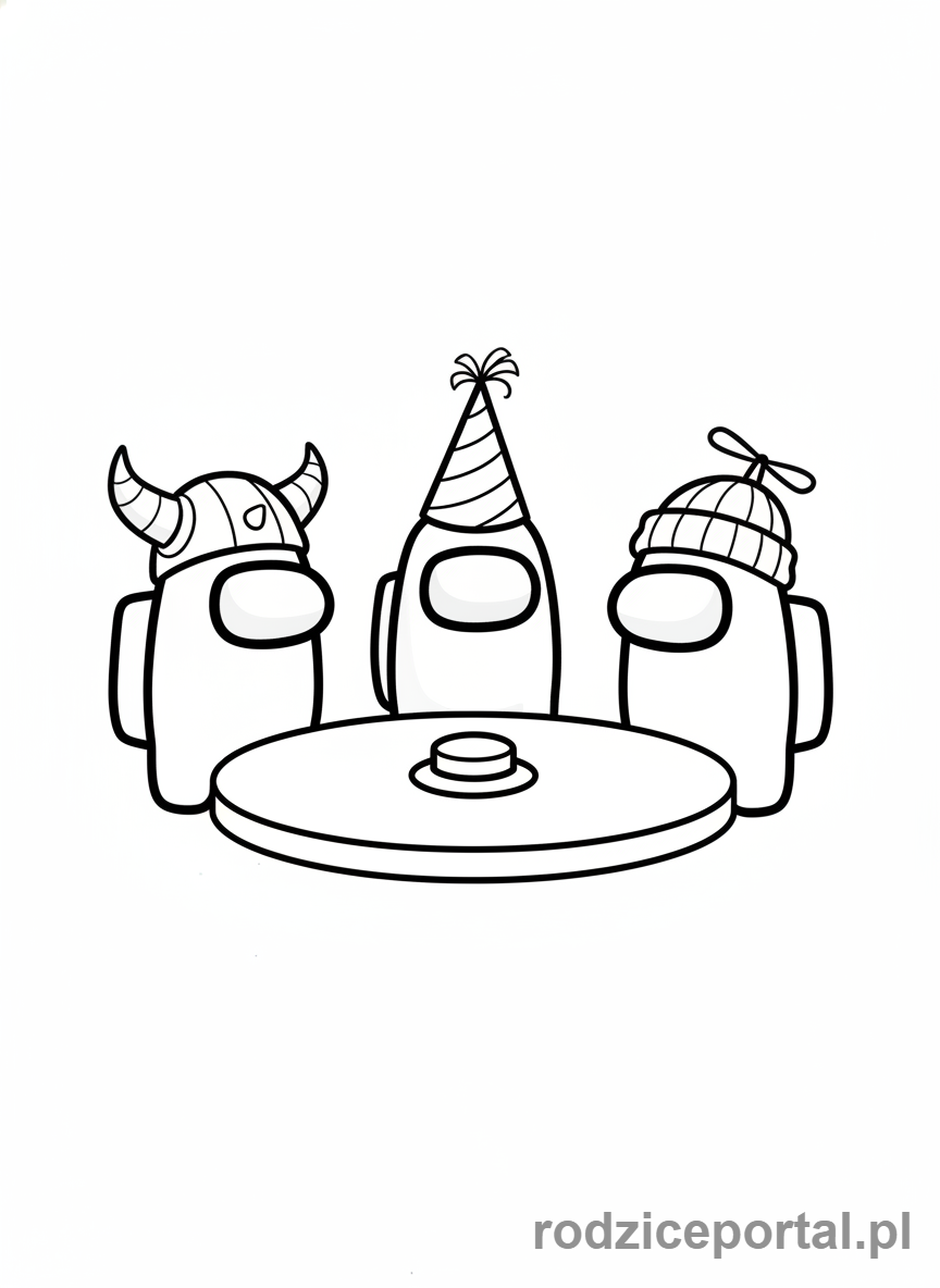 Kolorowanka Among Us - Trzech załogantów podczas narady.