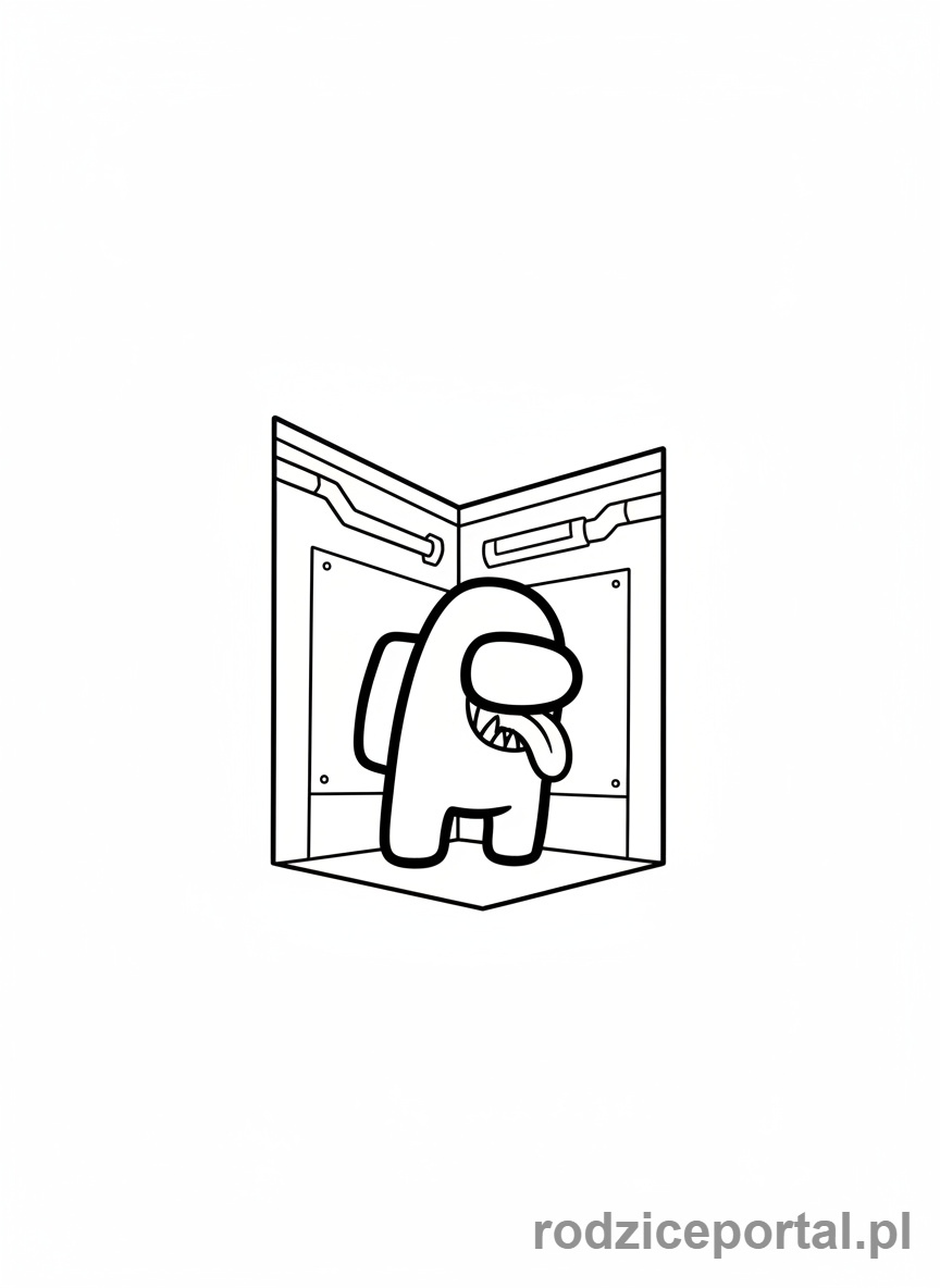 Kolorowanka Among Us - Zielony oszust skradający się.