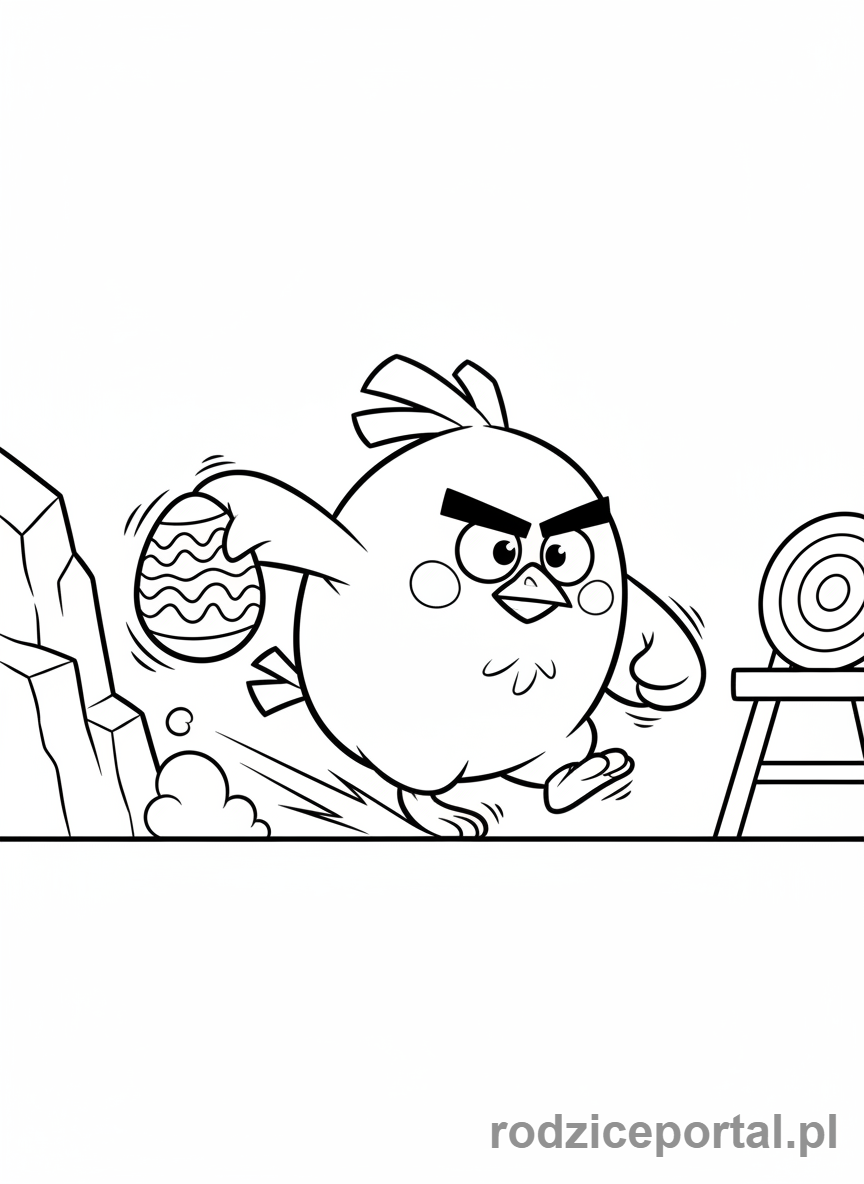 Kolorowanka Angry Birds - Matilda z gry Angry Birds, rzucająca jajko