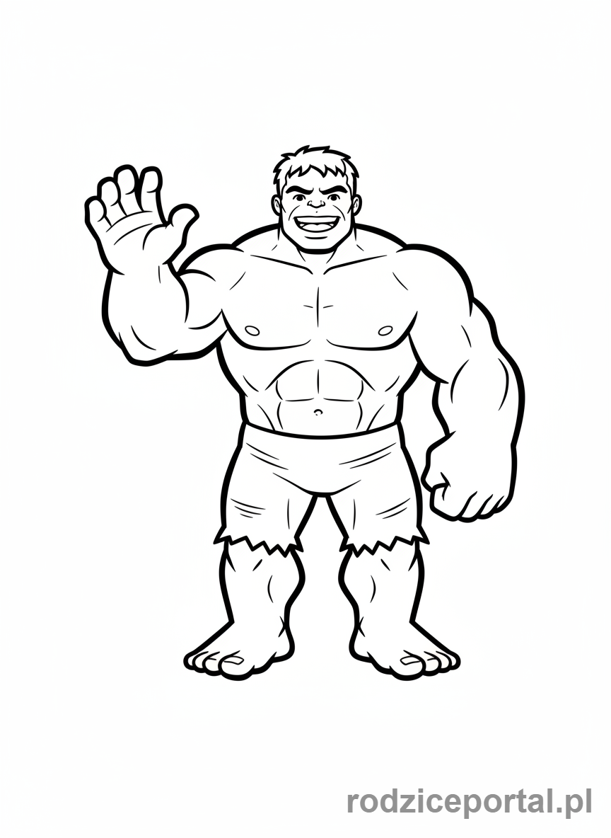 Kolorowanka Avengers - Hulk uśmiechnięty i machający