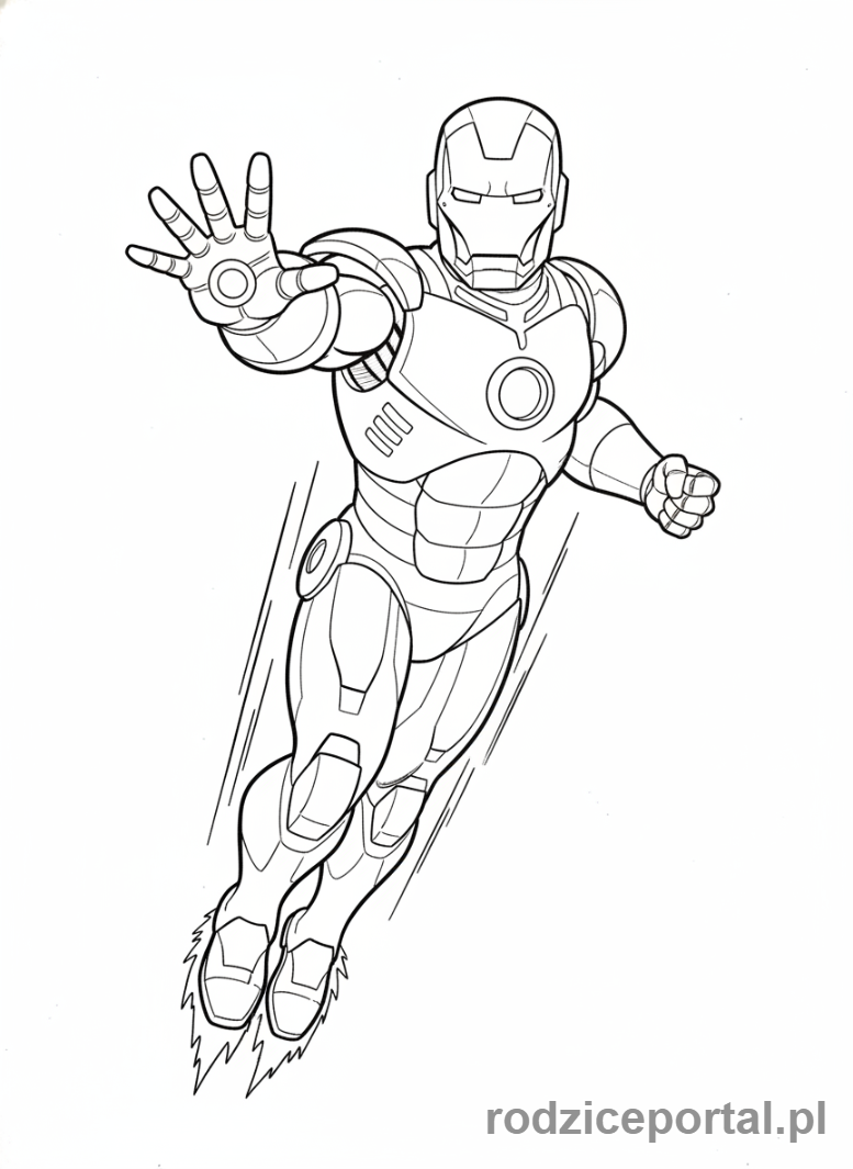 Kolorowanka Avengers - Iron Man latający w powietrzu