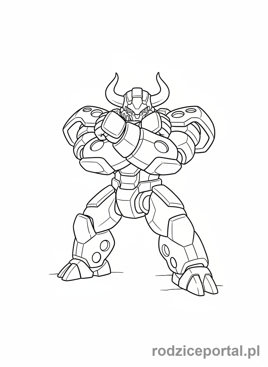 Kolorowanka Bakugan - Bakugan Auxillataur w defensywnej pozie