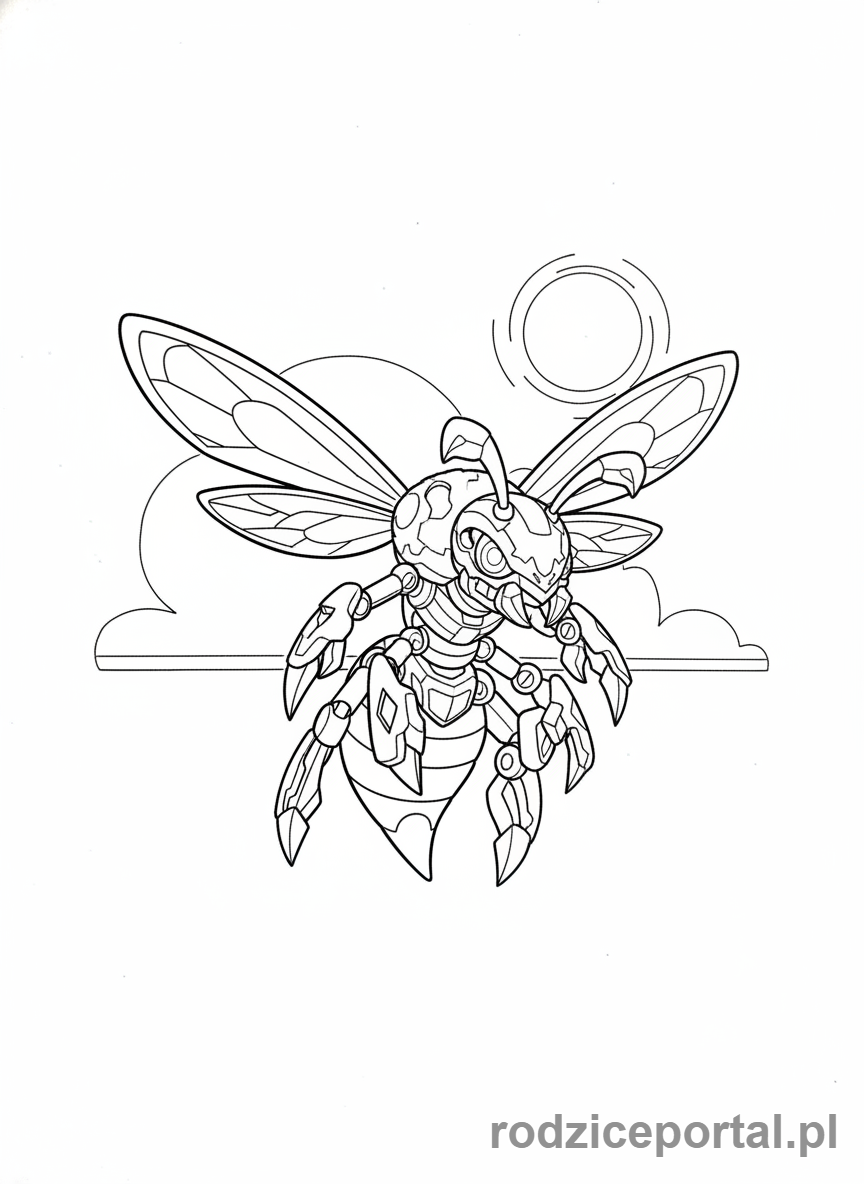 Kolorowanka Bakugan - Bakugan Bee Striker, owadopodobny Bakugan, szybujący.
