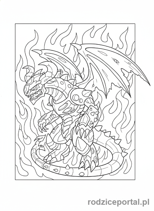 Kolorowanka Bakugan - Bakugan Diablo, demoniczny Bakugan, z agresywnym wyrazem.