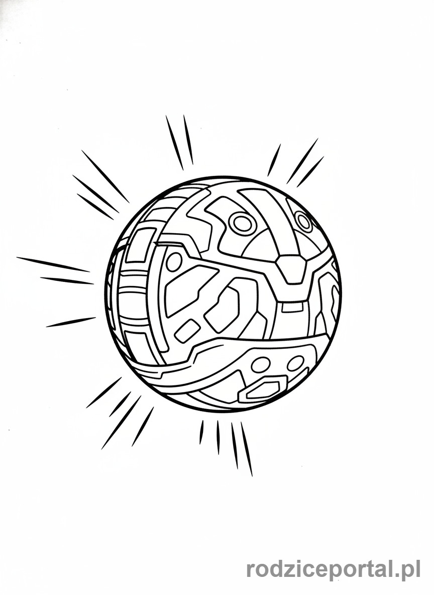 Kolorowanka Bakugan - Bakugan Dragonoid w formie kuli, gotowy do rzutu.
