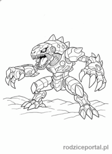 Kolorowanka Bakugan - Bakugan Fear Ripper, drapieżny Bakugan, atakujący.