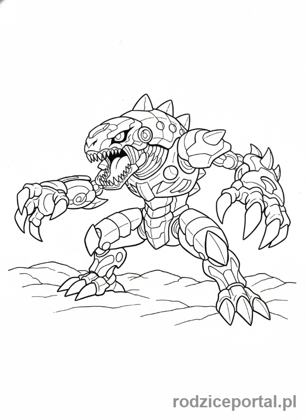 Kolorowanka Bakugan - Bakugan Fear Ripper, drapieżny Bakugan, atakujący.