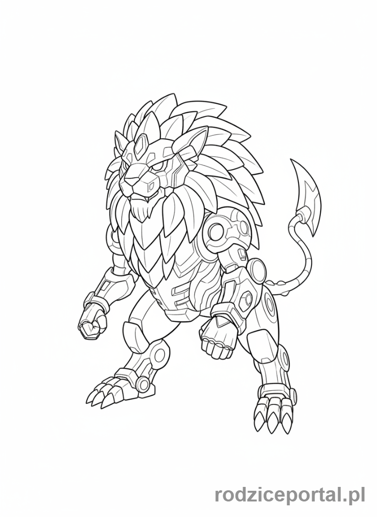 Kolorowanka Bakugan - Bakugan Manion, lewopodobny Bakugan, z dumną postawą.