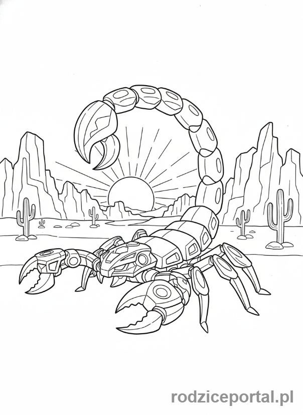 Kolorowanka Bakugan - Bakugan Stinger, skorpionopodobny Bakugan, z jadowitym ogonem.