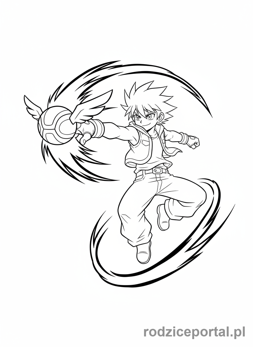 Kolorowanka Bakugan - Dan Kuso rzucający Bakugan ball