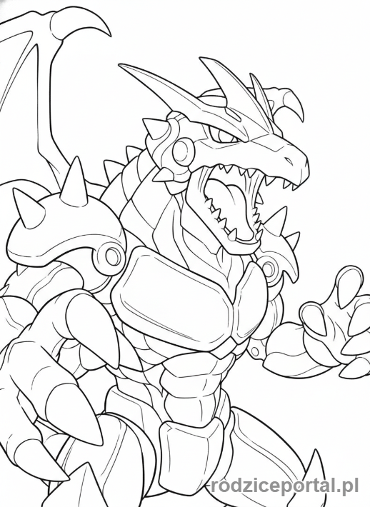 Kolorowanka Bakugan - Drago w pełni rozłożonej formie, gotowy do ataku