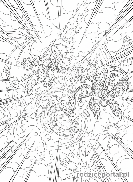 Kolorowanka Bakugan - Grupa Bakugan w bitwie