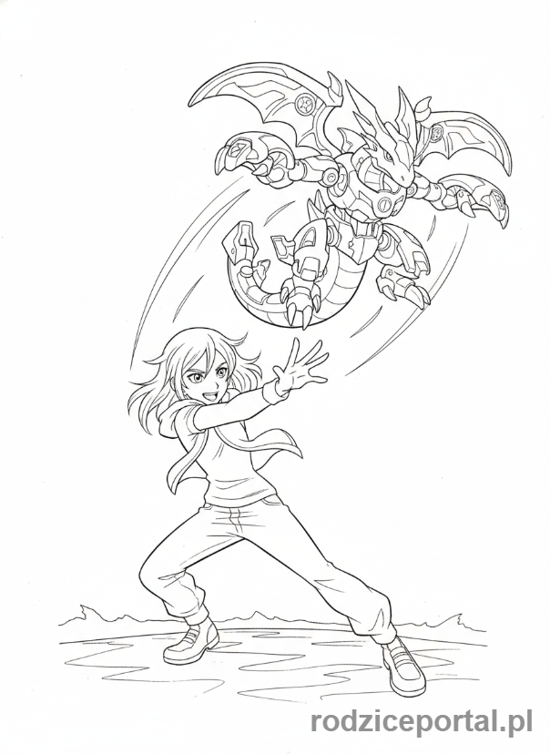 Kolorowanka Bakugan - Lia i Hydorous w akcji