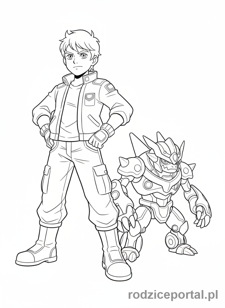 Kolorowanka Bakugan - Wynton i jego Bakugan Gorthion