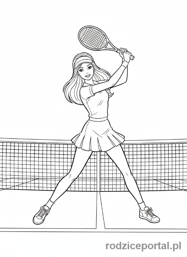 Kolorowanka Barbie - Barbie grająca w tenisa.