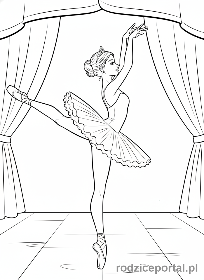 Kolorowanka Barbie - Barbie jako baletnica wykonująca piruet.