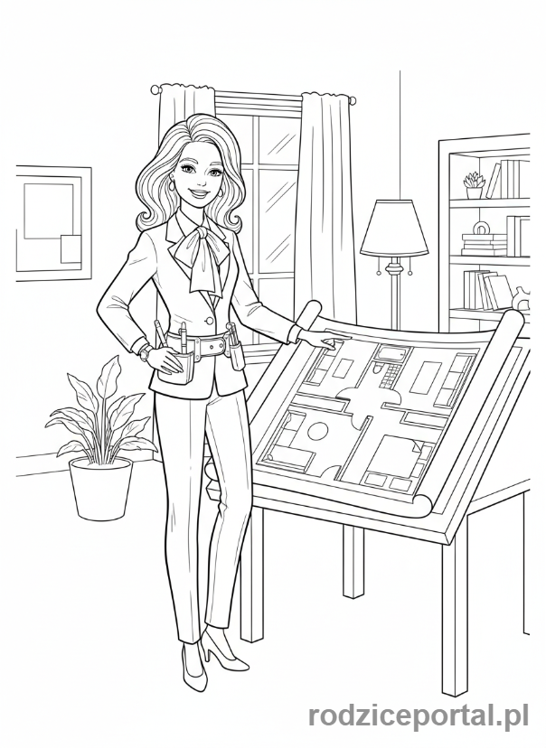 Kolorowanka Barbie - Barbie jako dekoratorka wnętrz.