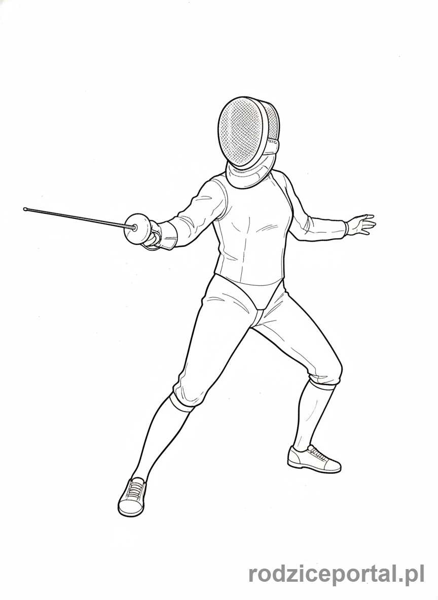 Kolorowanka Barbie - Barbie jako florecistka z szablą.