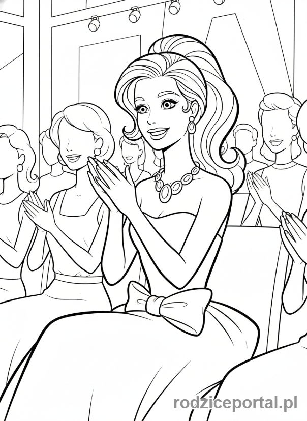 Kolorowanka Barbie - Barbie na pokazie mody jako widz.
