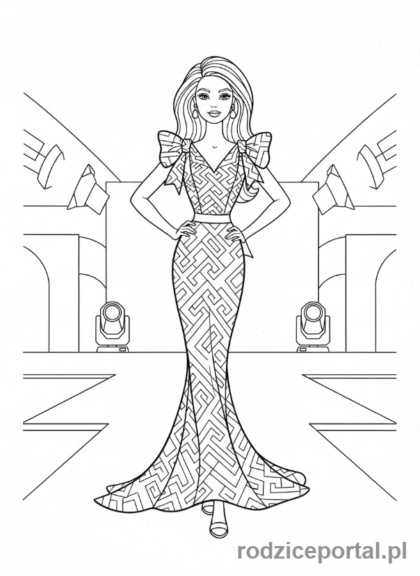 Kolorowanka Barbie - Barbie na wybiegu jako modelka.