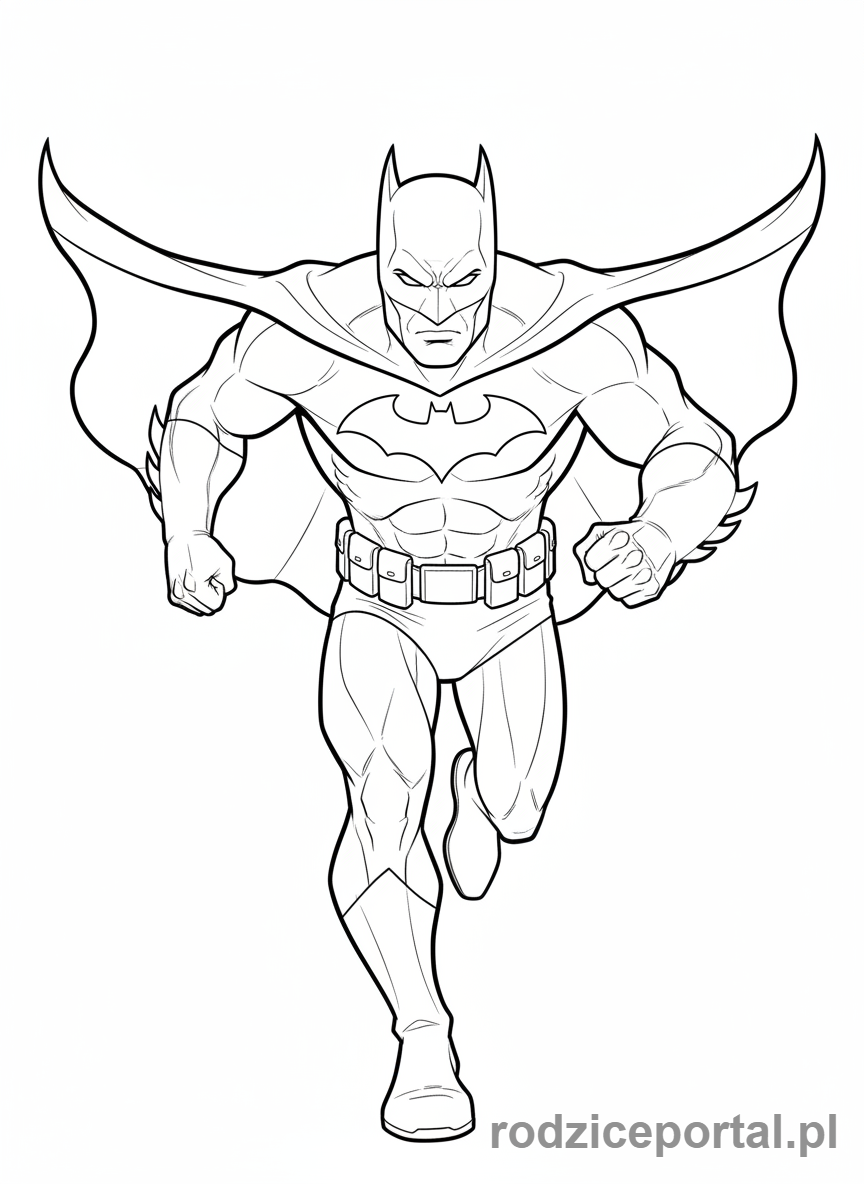 Kolorowanka Batman - Batman biegnący w stronę widza