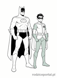 Kolorowanka Batman - Batman i Robin stojący razem