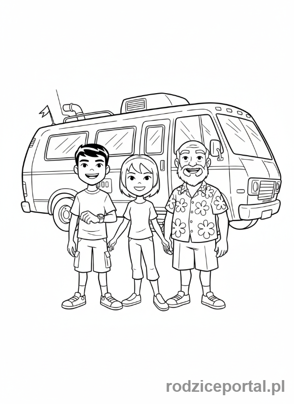 Kolorowanka Ben 10 - Ben, Gwen i Dziadek Max w podróży