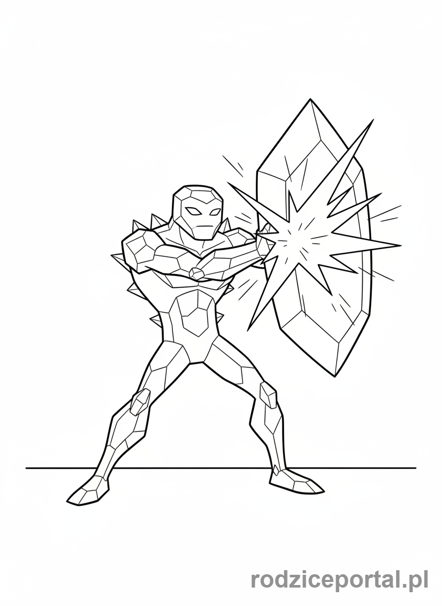 Kolorowanka Ben 10 - Ben jako Diamondhead, odbijający wiązkę energii tarczą.