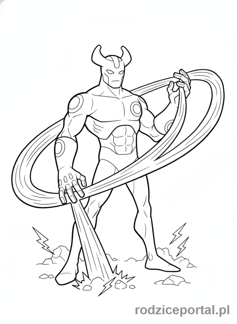 Kolorowanka Ben 10 - Ben jako Feedback, absorbujący i przekierowujący energię.