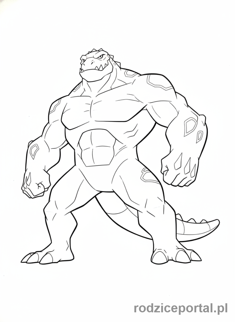 Kolorowanka Ben 10 - Ben jako Humungousaur w potężnej pozie