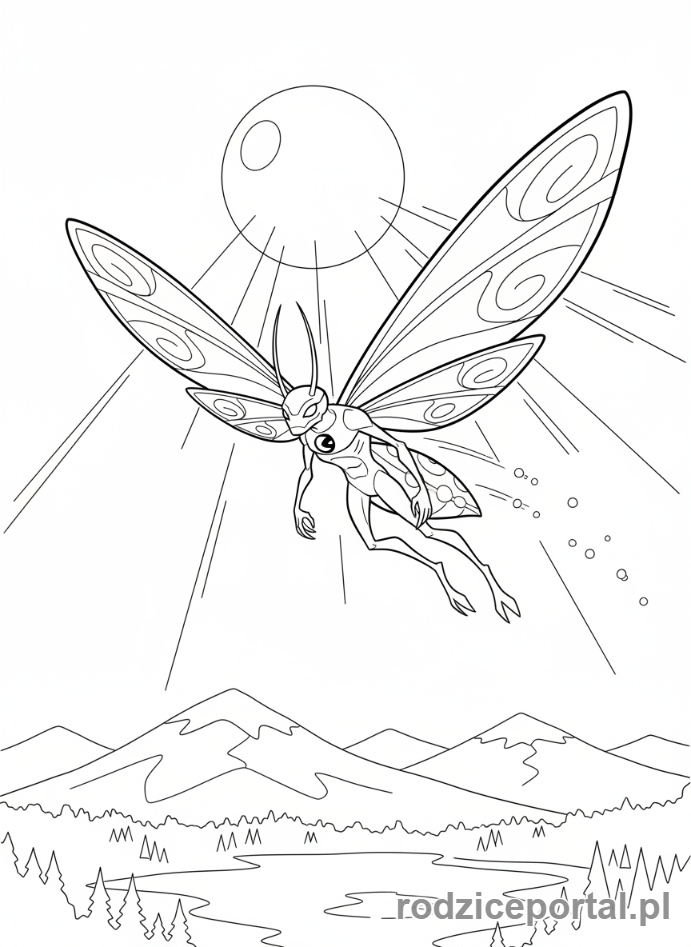 Kolorowanka Ben 10 - Ben jako Mucha latający w nocy