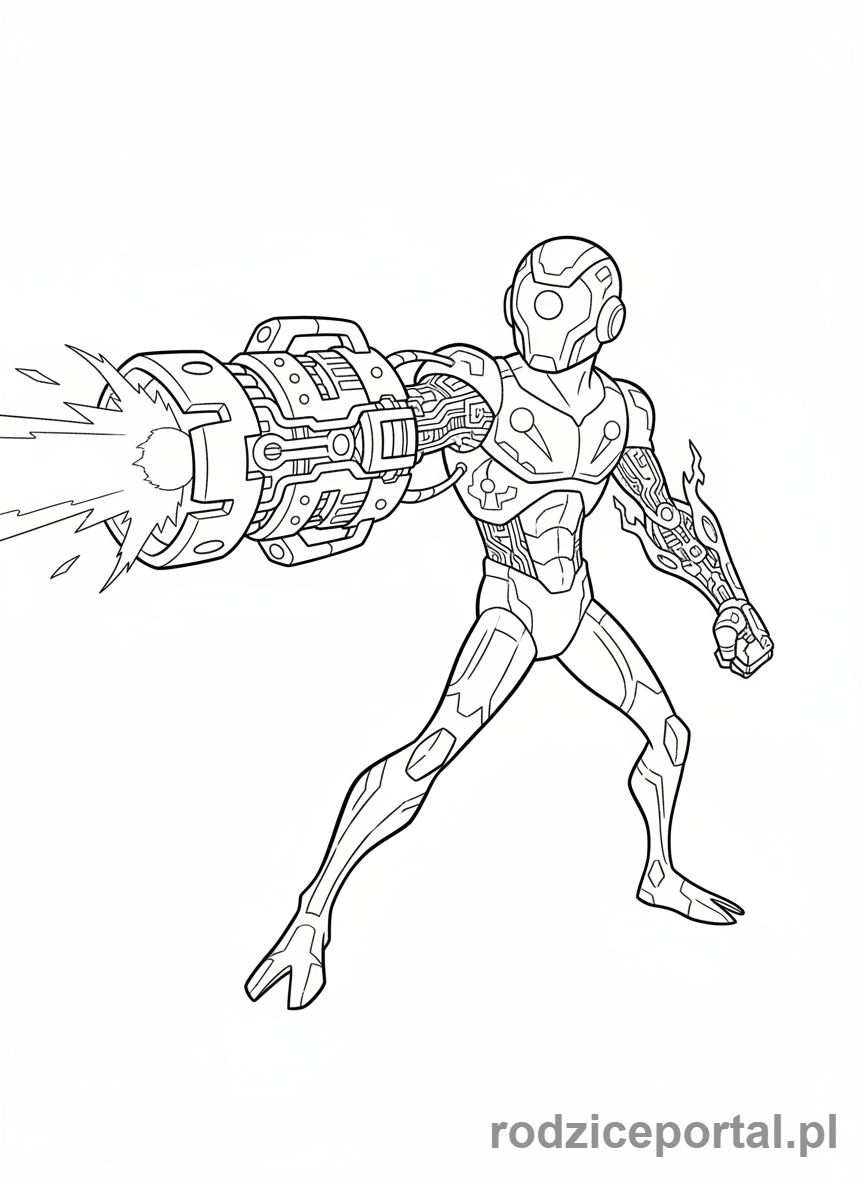 Kolorowanka Ben 10 - Ben jako Upgrade, tworzący laserowe działo z ręki.