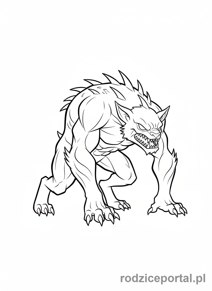 Kolorowanka Ben 10 - Ben jako Wildmutt, na czterech łapach, gotowy do skoku.