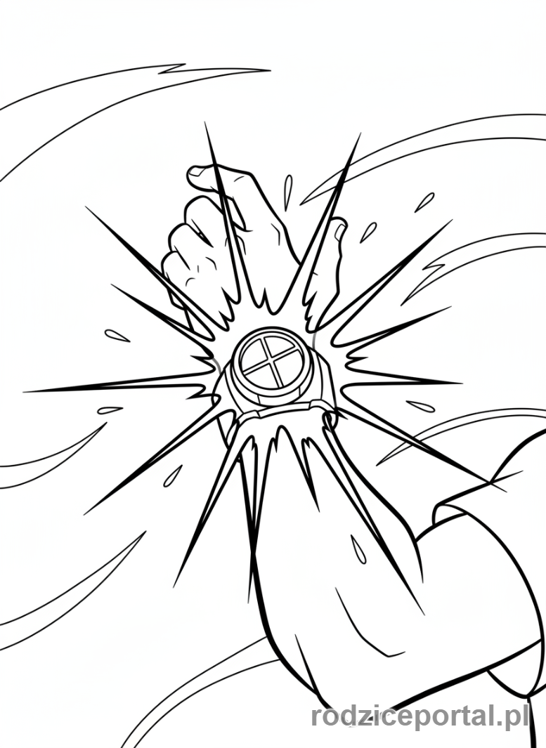 Kolorowanka Ben 10 - Ben Tennyson aktywujący Omnitrixa