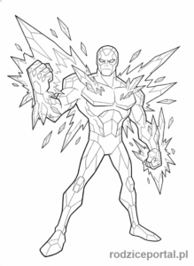 Kolorowanka Ben 10 - Diamentogłowy Ben tworzący kryształowe bariery