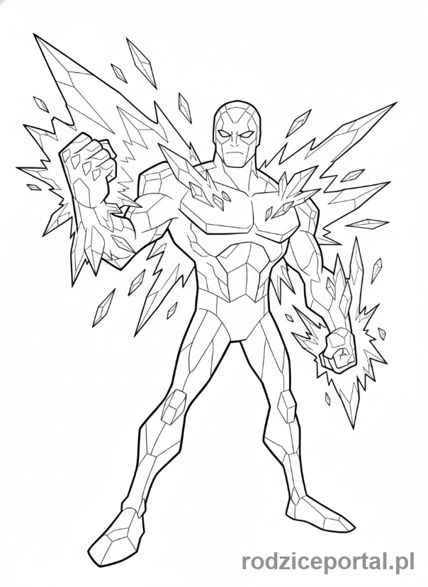 Kolorowanka Ben 10 - Diamentogłowy Ben tworzący kryształowe bariery