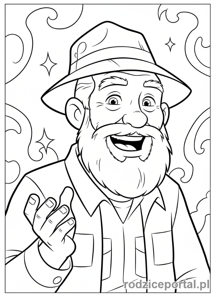 Kolorowanka Ben 10 - Dziadek Max uśmiechnięty, opowiadający historię.