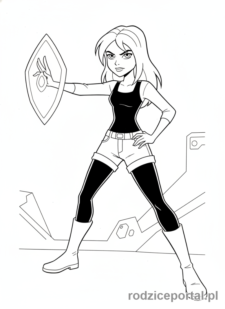 Kolorowanka Ben 10 - Gwen (nastolatka), pewna siebie, gotowa do akcji.