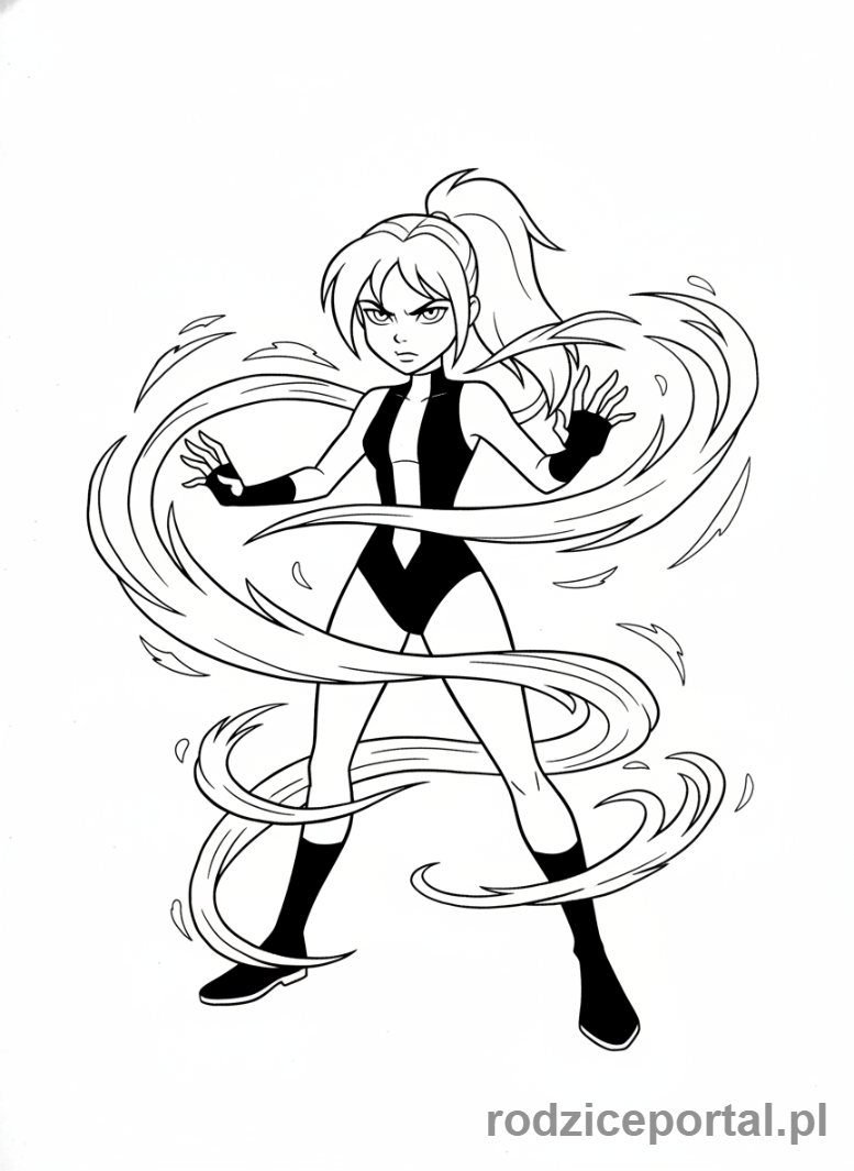 Kolorowanka Ben 10 - Gwen Tennyson używająca magii