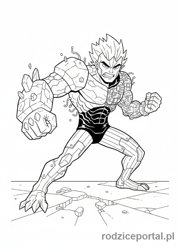 Kolorowanka Ben 10 - Kevin Levin w swojej postaci z absorbowaną materią