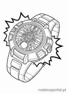 Kolorowanka Ben 10 - Omnitrix z bliska, migoczący energią.