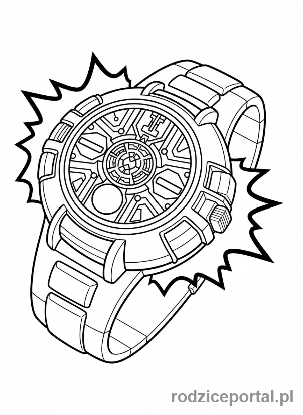 Kolorowanka Ben 10 - Omnitrix z bliska, migoczący energią.