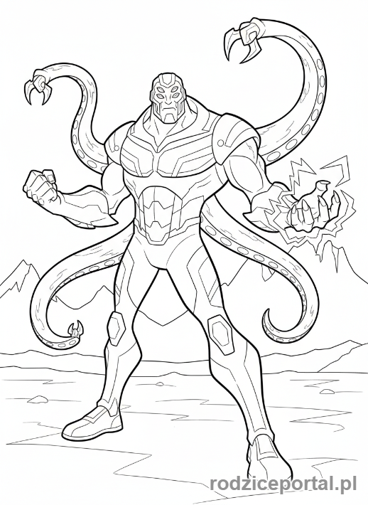 Kolorowanka Ben 10 - Vilgax, groźny wróg Bena, w potężnej pozie.