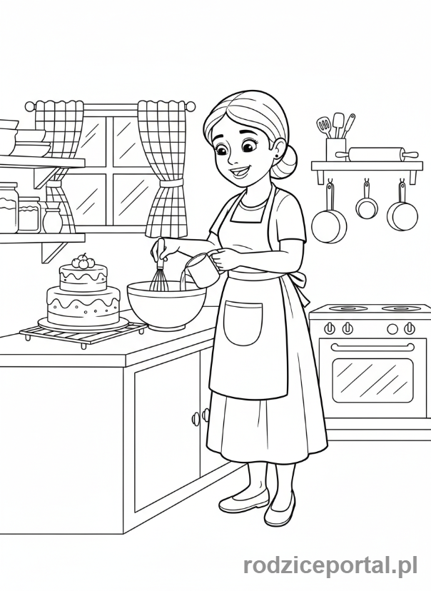 Kolorowanka Bing - Amma piecze ciasto