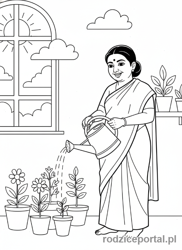 Kolorowanka Bing - Amma podlewa kwiaty