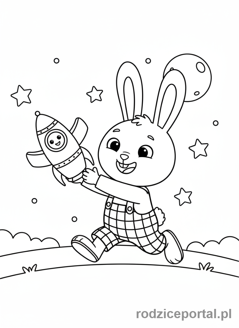 Kolorowanka Bing - Bing bawi się Hoppitym Voosh